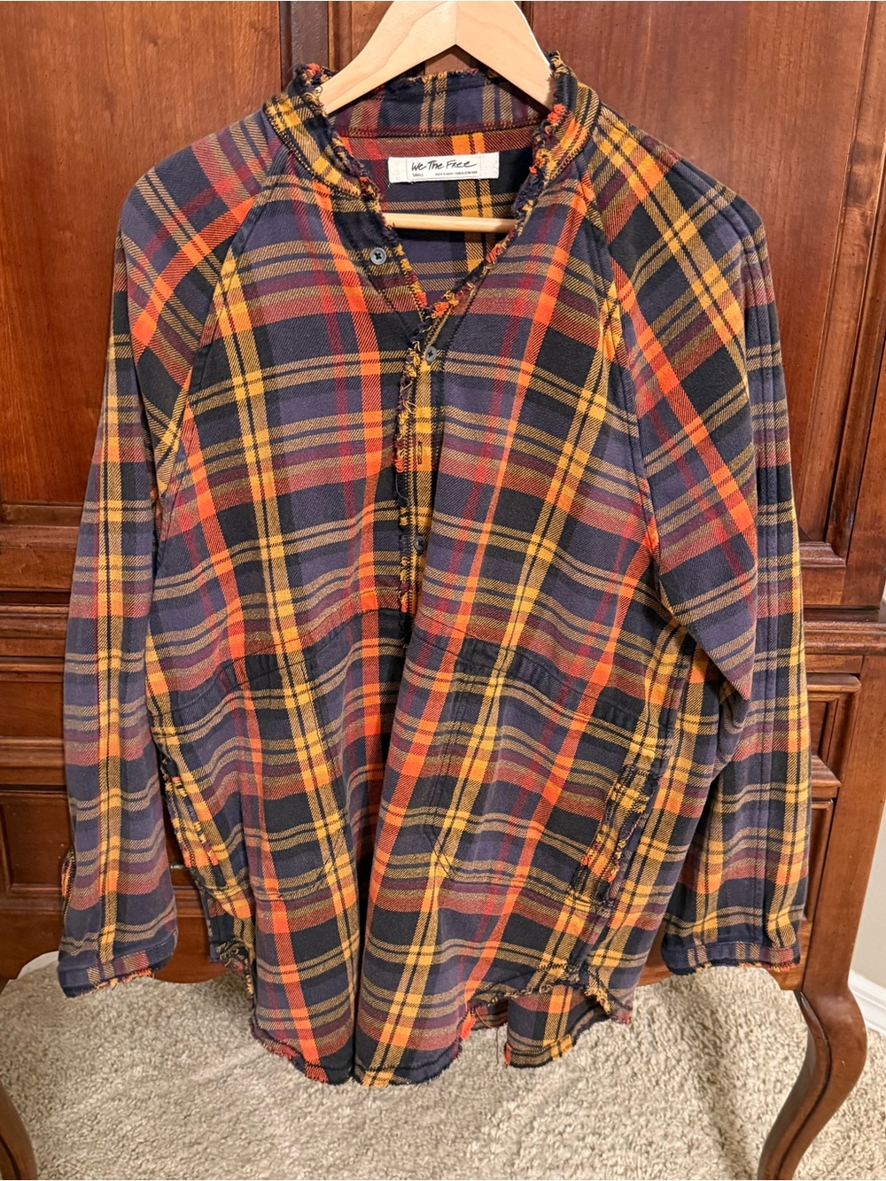 Free people flannel oversized shirt- wear as jacket- over workout gear